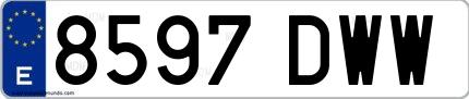 Ejemplo de matrícula española 8597 DWW