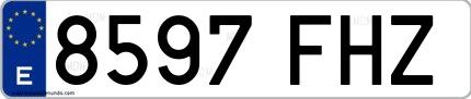 Ejemplo de matrícula española 8597 FHZ