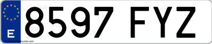 Ejemplo de matrícula española 8597 FYZ