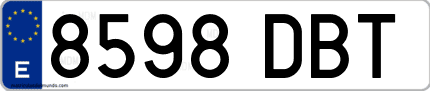 Ejemplo de matrícula de coche ordinaria 8598 DBT