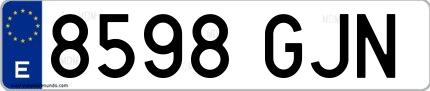 Ejemplo de matrícula española 8598 GJN