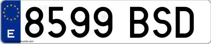 Ejemplo de matrícula española 8599 BSD