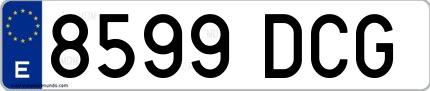 Ejemplo de matrícula española 8599 DCG