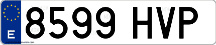 Ejemplo de matrícula de coche ordinaria 8599 HVP