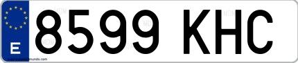 Ejemplo de matrícula española 8599 KHC