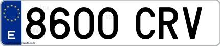 Ejemplo de matrícula española 8600 CRV