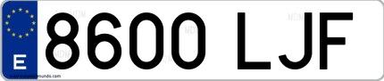 Ejemplo de matrícula española 8600 LJF