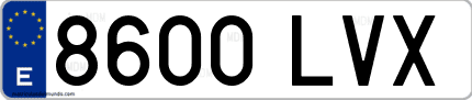 Ejemplo de matrícula de coche ordinaria 8600 LVX