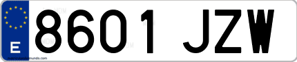 Ejemplo de matrícula de coche ordinaria 8601 JZW