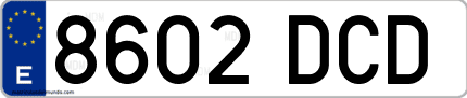 Ejemplo de matrícula de coche ordinaria 8602 DCD