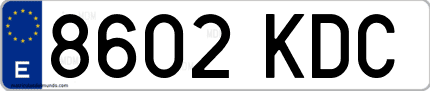 Ejemplo de matrícula de coche ordinaria 8602 KDC