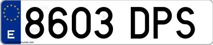 Ejemplo de matrícula española 8603 DPS