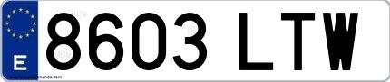 Ejemplo de matrícula española 8603 LTW