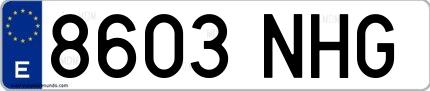 Ejemplo de matrícula española 8603 NHG