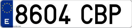 Ejemplo de matrícula de coche ordinaria 8604 CBP