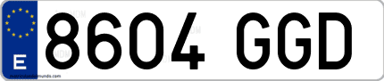 Ejemplo de matrícula de coche ordinaria 8604 GGD