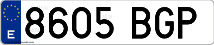 Ejemplo de matrícula de coche ordinaria 8605 BGP
