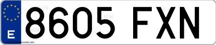 Ejemplo de matrícula española 8605 FXN