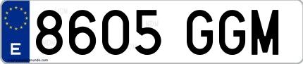 Ejemplo de matrícula española 8605 GGM