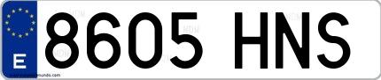 Ejemplo de matrícula española 8605 HNS