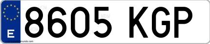 Ejemplo de matrícula española 8605 KGP