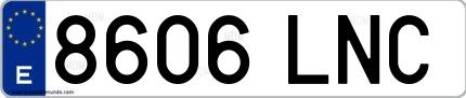 Ejemplo de matrícula española 8606 LNC