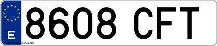 Ejemplo de matrícula española 8608 CFT