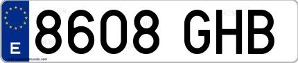 Ejemplo de matrícula española 8608 GHB