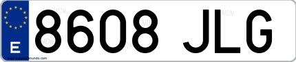 Ejemplo de matrícula española 8608 JLG