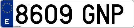 Ejemplo de matrícula española 8609 GNP