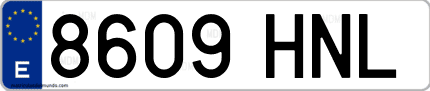 Ejemplo de matrícula de coche ordinaria 8609 HNL