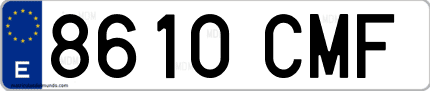 Ejemplo de matrícula de coche ordinaria 8610 CMF