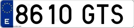 Ejemplo de matrícula española 8610 GTS