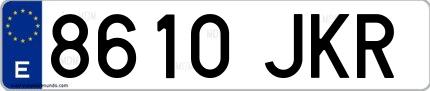 Ejemplo de matrícula española 8610 JKR