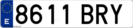 Ejemplo de matrícula de coche ordinaria 8611 BRY