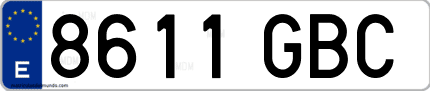 Ejemplo de matrícula de coche ordinaria 8611 GBC
