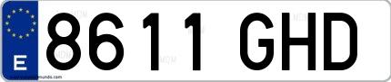 Ejemplo de matrícula española 8611 GHD