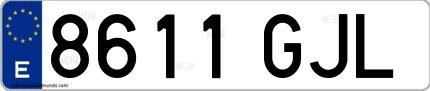 Ejemplo de matrícula española 8611 GJL