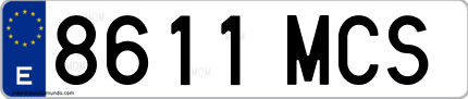 Ejemplo de matrícula de coche ordinaria 8611 MCS
