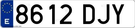 Ejemplo de matrícula de coche ordinaria 8612 DJY