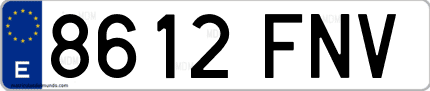 Ejemplo de matrícula de coche ordinaria 8612 FNV