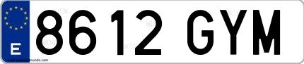 Ejemplo de matrícula de coche ordinaria 8612 GYM
