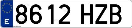 Ejemplo de matrícula española 8612 HZB