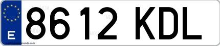 Ejemplo de matrícula española 8612 KDL