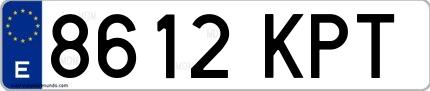 Ejemplo de matrícula de coche ordinaria 8612 KPT