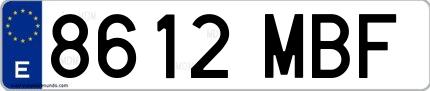 Ejemplo de matrícula española 8612 MBF