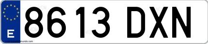 Ejemplo de matrícula española 8613 DXN