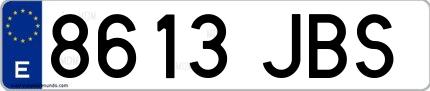 Ejemplo de matrícula española 8613 JBS