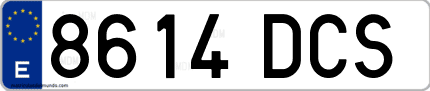 Ejemplo de matrícula de coche ordinaria 8614 DCS