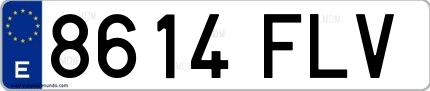 Ejemplo de matrícula española 8614 FLV